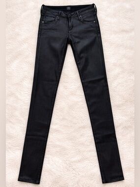 Citizens of Humanity Black Coated Skinny Jeans High Rise Leather Look Size 25